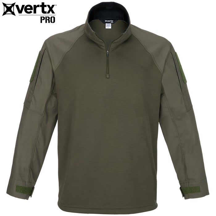 Vertx Recon Flex Long Sleeve Combat Shirt in olive green, designed for durability and peak performance in the field.